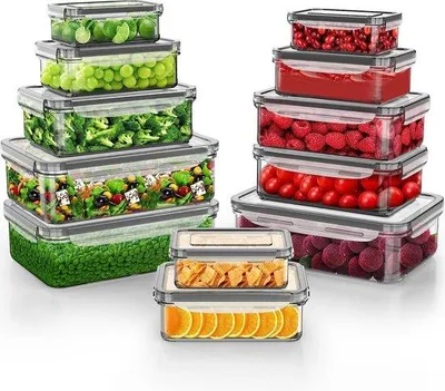 Obrázok produktu pre Sada 12 kusov nádob Unyqoos® – plastové nádoby na skladovanie bez BPA, vzduchotesné a protiúnikové, vhodné do umývačky riadu, mikrovlnnej rúry a mrazničky (3×1600 ml / 3×1000 ml / 3×500 ml / 3×250 ml)