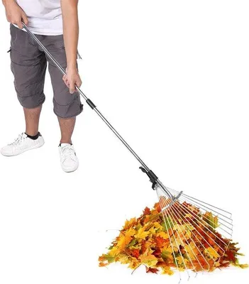 Image de Râteaux télescopiques à tête réglable pour les feuilles et la pelouse - Pliables, extensibles - Accessoires pour tondeuses à gazon
