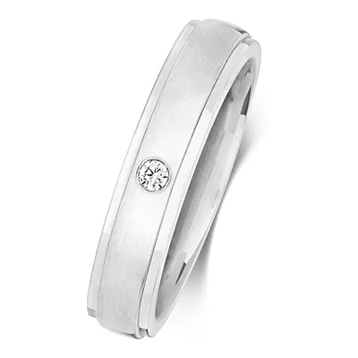 Produktbild von 9 Karat (375) Weißgold 5mm Soft Court Form Diamant Trauring/Ehering/Hochzeitsring Brillant-Schliff 0.05 Karat G - I1 I2, 49 (15.6); TRS380179KWRSJ