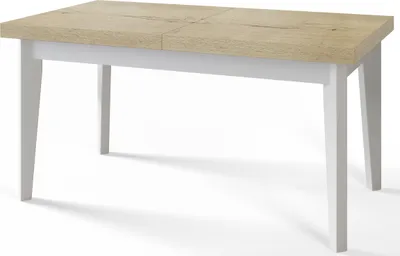 Immagine prodotto di Tavolo da pranzo 160 cm / 210 cm, Tavolo allungabile, Tavolo da cucina, Tavolo da pranzo, Tavolo da soggiorno, Tavolo da camera, Tavolo moderno, Tavolo da soppalco, Gambe bianche, Scandinavo, 160x90, Halifax