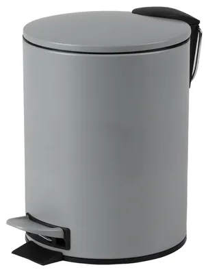 Imagen del producto de Cubo de basura con pedal, de 3 litros, color gris, con sistema de cierre suave, para baño