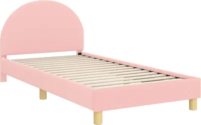 Productafbeelding van vidaXL Kinderbedframe met hoofdeinde, roze, 90 x 200 cm, bouclé