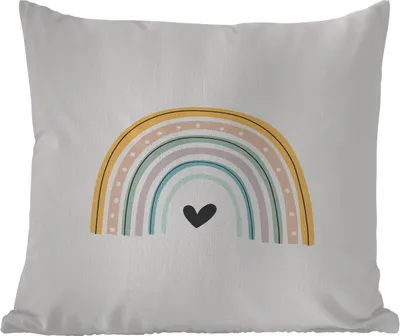 Produktbild von MuchoWow® Outdoor Kissen - Regenbogen - Herz - Tupfen - Pastell - Kinder - 60x60 cm - Wetterfest - Lounge Kissen - Dekoration - Schlaf Kissen