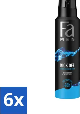 Zdjęcie produktu dla Fa Men - Dezodorant w sprayu do ciała - Kick-Off - Odświeżający - 48-godzinna ochrona - 150 ml - Value pack - 6 szt