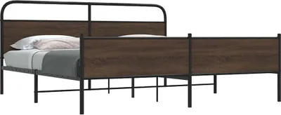 Produktbild von Maison Exclusive - Metallbett ohne Matratze Braun Eichen-Optik 193x203 cm