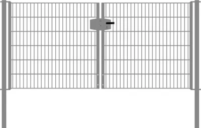 Produktbild von Drahtgittertor 2-flügelig, Durchgangslichte: 264 cm, Gesamtbreite inkl. Pfosten: 276 cm - Ausführung: verzinkt, Höhe: 123 cm
