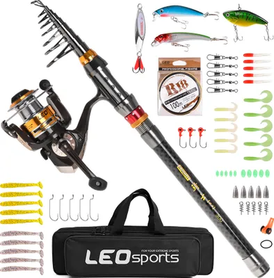 Produktbild von Angelrute und Rolle Combo Kohlefaser Teleskop Angelrute mit Spinnrolle Combo Tragetasche Fall Salzwasser Sš¹?wasser Reise Angelk?der Jig Hooks Full Kit
