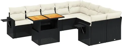 Produktbild von vidaXL 10-tlg. Garten-Sofagarnitur mit Kissen Schwarz Poly Rattan