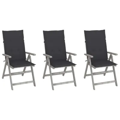 Image de Chaises inclinables de jardin lot de 3 et coussins Bois acacia