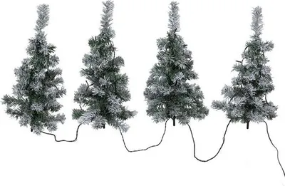 Produktbild von 4x LED künstlicher Weihnachtsbaum in Schnee-Optik, 49 cm hoch, mit Lichterkette, Outdoor Christbaum, Gartendeko für Draußen mit Beleuchtung