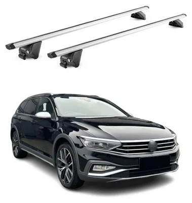 Obrázek produktu pro Střešní nosič pro VW Passat Variant Alltrack B8 2014-2025 100 kg hliník stříbrný 2x ABE, Obrázek vytvořený pomocí AI