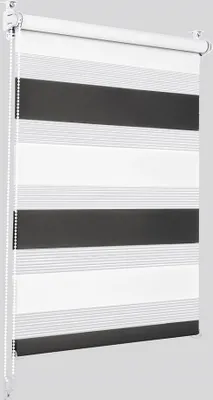 Produktbild von Sonello Doppelrollo Klemmfix ohne Bohren Duo Rollo Klemmrollo Sonnenschutzrollo Fensterrollo für Fenster & Türen Zebrarollo Seitenzugrollo 150cm x 105 cm Schwarz/weis