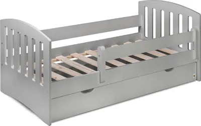 Produktbild von FURNLUX Kinder Einzelbett Lux Hellgrau 80x160cm / Hauptfarbe: Grau / Abmessungen: 90 x 70 x 163 cm