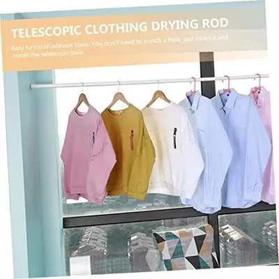 Produktbild von Verstellbare Teleskop-Duschvorhangstange in Weiß, ohne Bohren, 50-80cm