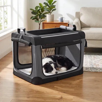 Produktbild von FEANDREA Faltbare Hundebox für Auto und Zuhause 84 x 58 x 58 cm Schwarz