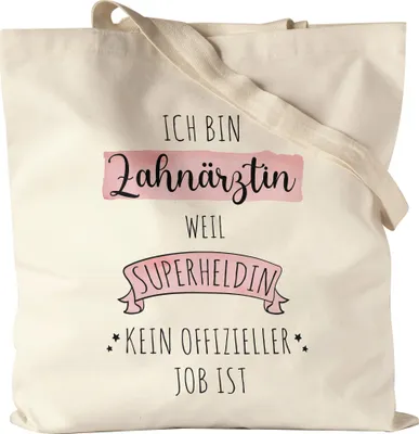 Produktbild von Ich Bin Zahnärztin Weil Superheldin Kein Anerkannter Job Ist Jutebeutel Stoffbeutel Canvas  Geschenk Danke Sagen