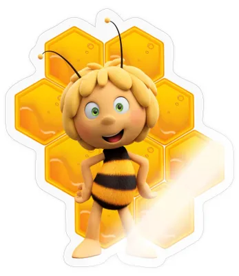 Produktbild von Spreadshirt Die Biene Maja 3 Maja Mit Bienenwabe Sticker Aufkleber, 10 x 10 cm, Transparent glänzend