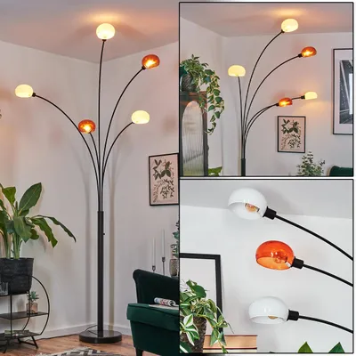 Produktbild von Suio Stehlampe aus Metall in Schwarz/Orange/Weiß, Retro-Design