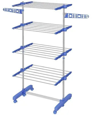 Produktbild von Wäscheständer - Klappbarer Wäschetrockner - 4 Ebenen - 6 Stangen - Edelstahl - Für innen und außen - 142x55x172 cm - Armeegrün