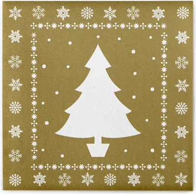 Produktbild von Sovie HOME Weihnachtsserviette White Tree in Gold aus Linclass® Airlaid 40 x 40 cm, 12 Stück