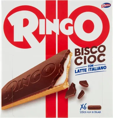 Produktbild von 3x Pavesi Kekse Ringo Bisco Cioc Latte schokoriegel mit Milch und Schokolade 162gr 6 snack