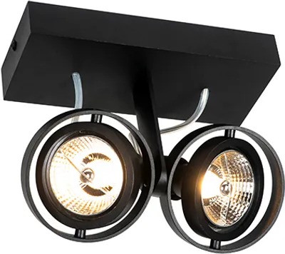Produktbild von QAZQA - Modern Modernes Spot I Spotlight I Deckenspot I Deckenstrahler I Strahler I Lampe I Leuchteschwarz 2-flammig-Licht - Master 70 I Wohnzimmer I Schlafzimmer - Aluminium Länglich - LED geeignet G