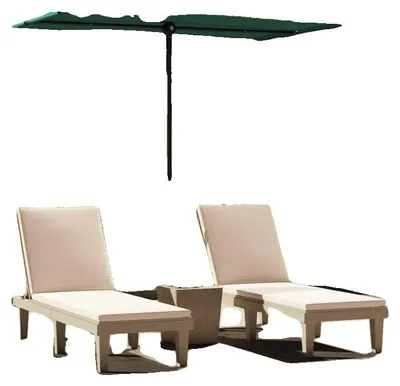 Imagen del producto de Sombrilla, varilla de aluminio ajustable, rotación de 180 grados, dimensiones: 180 x 110 x 208 cm