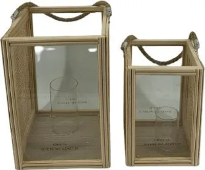 Produktbild von TrendLine Deko Laterne Holz 22,7 x 15,5 x 15,5 cm natur
