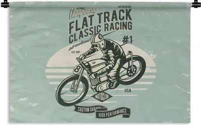 Produktbild von MuchoWow® Wandteppich Wandbehang Motorrad - Retro - Zitat 90x60 cm Tapisserie Dekoration Wandtuch - Wandskulpturen - Bildteppich