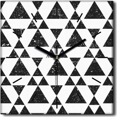 Produktbild von Coloray Uhr auf Leinwand 30x30 cm Wand Uhr Dekoration Wohnzimmer Segeltuch schwarze Hände -Art Grunge Dreiecke.