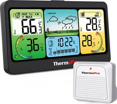 Image de Station météo numérique ThermoPro avec écran couleur et sonde extérieure TP-280