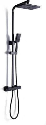 Immagine prodotto di Sistema doccia - Miscelatore termostatico - Doccia a pioggia - Doccetta - Acciaio inox - Nero