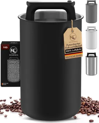 Zdjęcie produktu dla Pojemnik na kawę - 2800 ml - Hermetyczny - Pojemność: 1 kg - Czarny