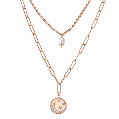 Produktbild von Valero Pearls Halskette Edelstahl Preciosa Süßwasser-Zuchtperle 38,0/43,0 cm Basiskette + 5,0 cm Verläng 50100135