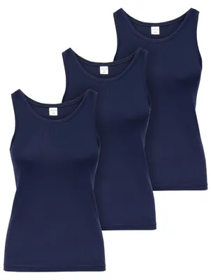 Image de Ladeheid - Lot de 3 débardeurs en coton pour femmes LA40-262 (bleu foncé, taille S)