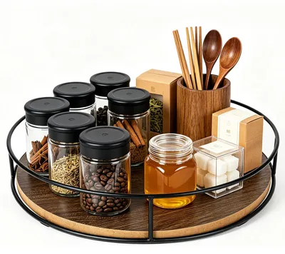 Drehbarer Küchenorganizer aus Holz, 23 cm, 360°