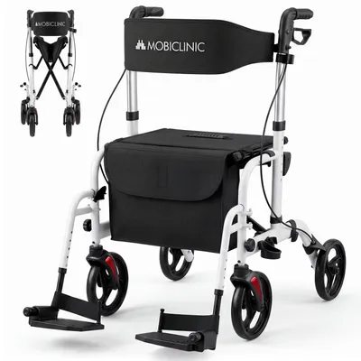 Produktbild von Gehhilfe mit Mobiclinic Fußstütze Faltbar Aluminium Bremsen an Hebeln 360º Räder Tasche Stockhalter Ibiza