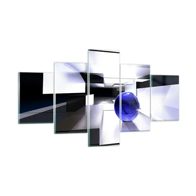 Produktbild von Bilder auf glas - Grafik kugel geometrie - 125x70cm - Glasbilder - Wandbilder - Kunstdruck - zum Aufhängen bereit - Wanddekoration aus Glas - Glas Bilder - Wandbild auf Glas - 5 Teile - GEA125x70-2368