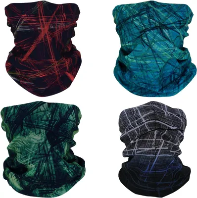 Imagen del producto de Pañuelos multifuncionales, juego de 4 unidades, en colores rojo, verde, y azul, talla única, para mujeres y hombres