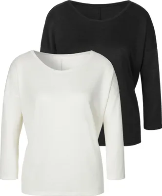 Produktbild von LASCANA 3/4-Arm-Shirt creme, schwarz Größe 32/34