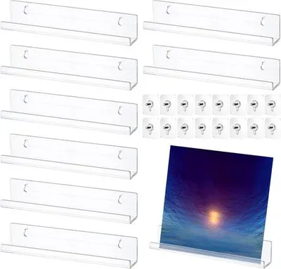 Productafbeelding van 8x Transparante Acryl Wandhouders voor Vinylplaten (30,5 cm) - Album & Display Plank