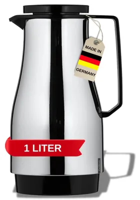 Isolierkanne Edelstahl 1,0 l Schwarz mit Drehverschluss