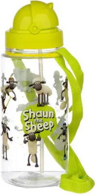Produktbild von Shaun das Shaf Kinder Wasserflasche Trinkflasche Flasche Trinkhalm Gurt 450 ml