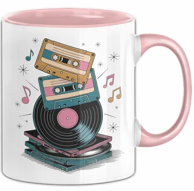 Produktbild von Retro Fan Tasse Geschenkidee für Vintage Liebhaber (Rosa)