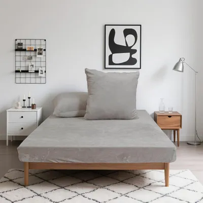 Produktbild von Flanell-Spannbettlaken Winter Microfaser extra weich & warm beidseitig angeraut 30 cm Steghöhe, 360°-Gummizug, pillingarm & pflegeleicht, Größe:90 x 200 cm, Farbe:Grau