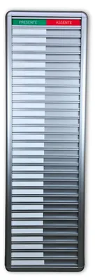Produktbild von CombiCraft Anwesendheitstafel bzw. Abwesenheitstafel "Presente-Assente" in einem silberfarbenen Aluminiumschiebeprofil für 30 Personen - 257 x 830 mm