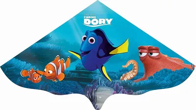 Produktbild von Paul Günther 1105 - Kinderdrachen mit Disney Pixar Finding Dory Motiv, Einleinerdrachen aus robuster PE-Folie für Kinder ab 4 Jahre mit Wickelgriff und Schnur, ca. 115 x 63 cm groß