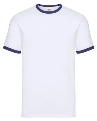 Produktbild von Fruit of the Loom - "Ringer" T-Shirt für Herren FK3029 (XL) (Weiß/Marineblau)