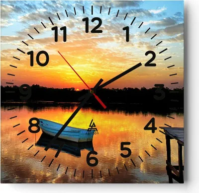 Produktbild von Wanduhr - Quadrat - Glasuhr - Landschaft Sommer Meer - 30x30cm - Schleichendes Uhrwerk - Lautlos - zum Aufhängen bereit - Dekoration Modern - Wanddekoration aus Glas - C4AC30x30-3167