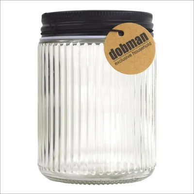 Produktbild von Glas mit Deckel in Schwarz ca. 0,3 L Vorratsglas gestreift Einmachglas